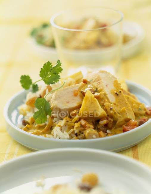 Pollo y arroz al curry - foto de stock