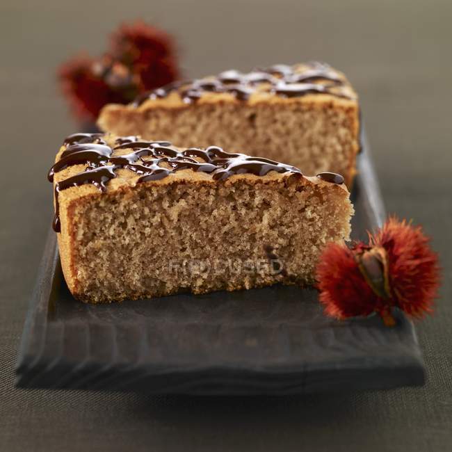 Portions of chestnut cake — Stock Photo