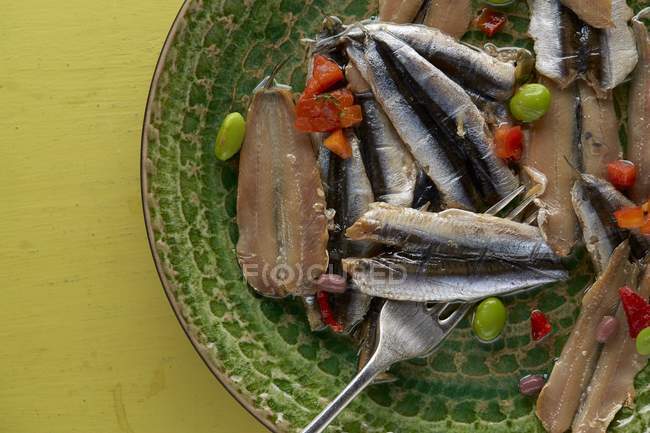 Filetes de anchoa ahumados en frío - foto de stock