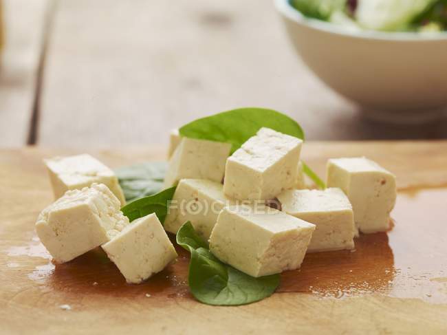 Pieces of Tofu with herbs — Stock Photo