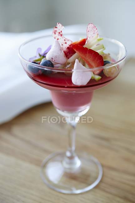 Strawberry pannacotta with summer berries — Stock Photo