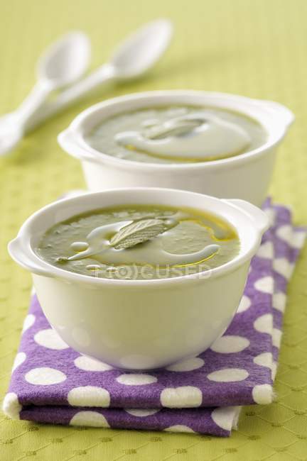 Vegetable soup with oil — Stock Photo