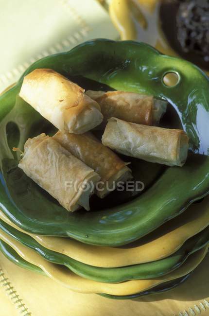 Closeup view of Yufka pastry rolls with chocolate filling — Stock Photo