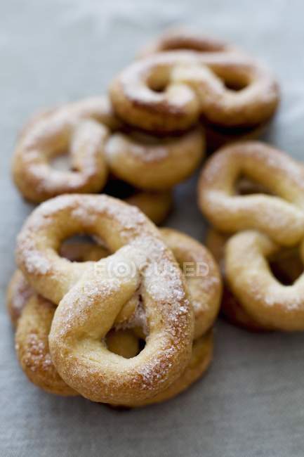 Sugar pretzels on light table — Stock Photo
