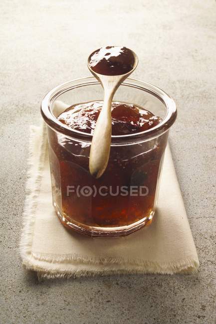 Fig jam in glass — Stock Photo
