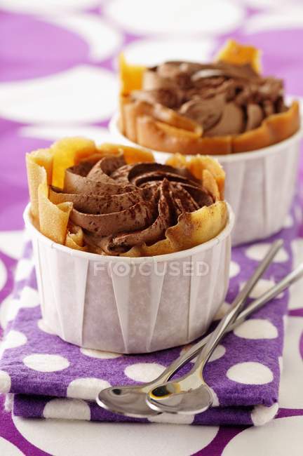 Chocolate tulips in cases — Stock Photo