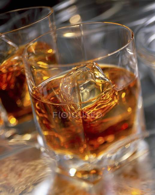 Closeup view of iced brandy in glasses — Stock Photo