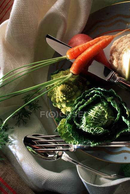 Silver cutlery on plate — Stock Photo