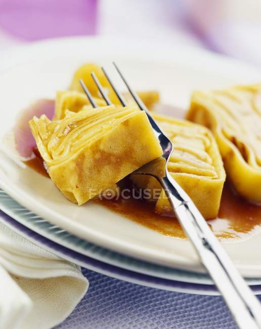 Crepe and apple cake — Stock Photo