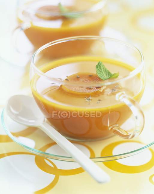 Cream of carrot and cumin soup — Stock Photo