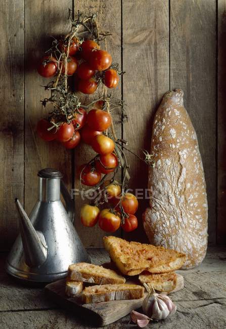 Loafs of bread on wooden — Stock Photo