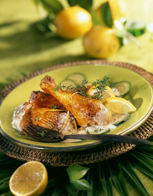 Roasted Chicken with lemon — Stock Photo