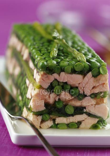 Salmon terrine with peas — Stock Photo