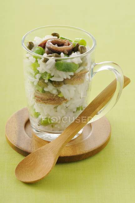 Bean and anchovy salad — Stock Photo
