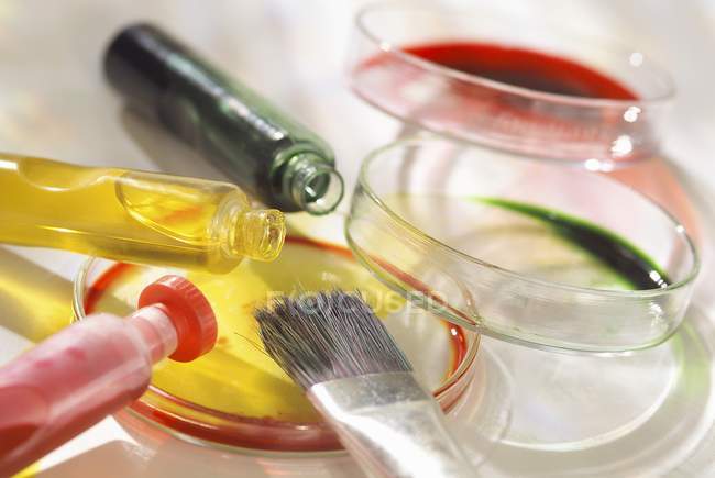 Closeup view of food colorings and additives — Stock Photo