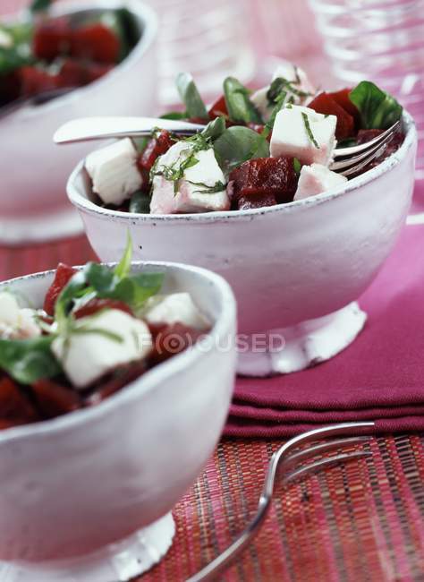 Feta and beetroot salad with mint — Stock Photo