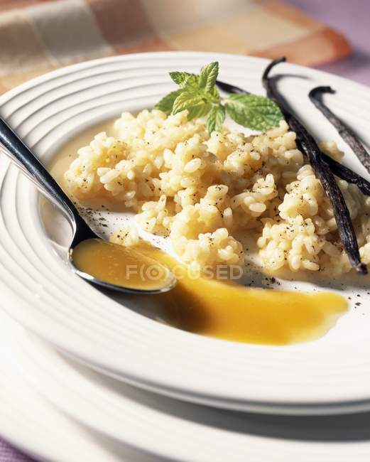 Vanilla-flavored rice pudding — Stock Photo