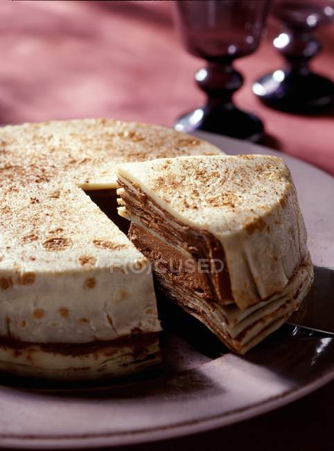 Chocolate pancake cake — Stock Photo