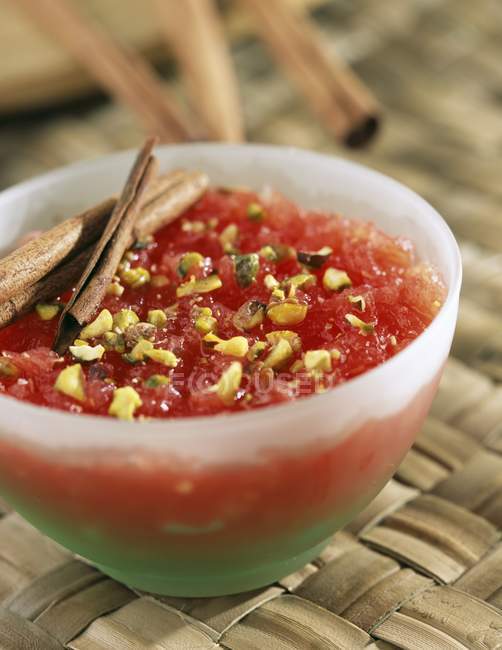 Watermelon jelly in bowl — Stock Photo