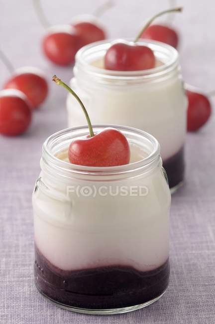 Healthy Cherry yogurt — Stock Photo