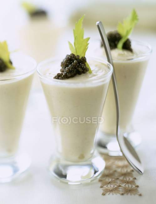 Celery mousse with caviar — Stock Photo