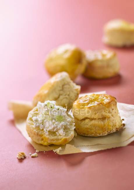 Scone with Fromage frais — Stock Photo