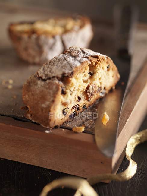 Piece of traditional Stollen — Stock Photo