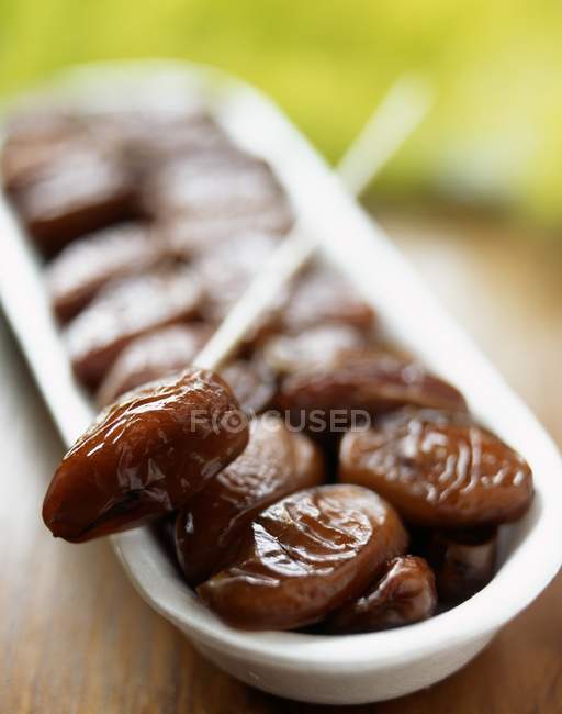 Dish of dried Dates — Stock Photo