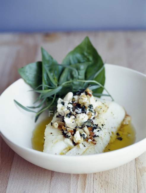 Fish fillet with feta — Stock Photo