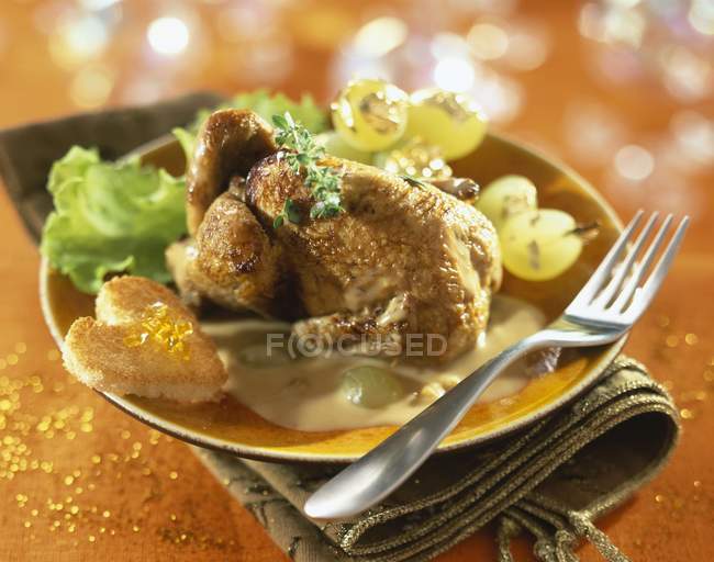 Stuffed quail with foie gras — Stock Photo