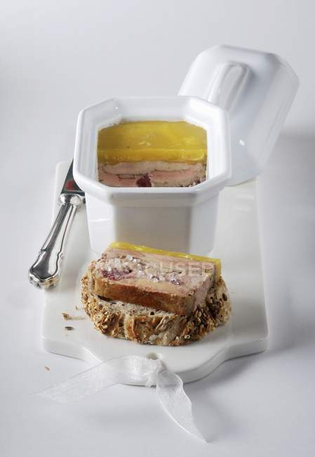 Foie gras and cherry terrine — Stock Photo