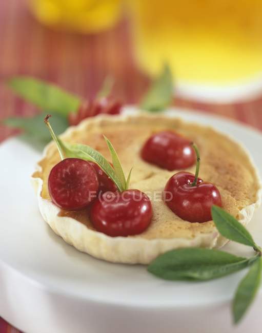 Closeup view of Kirsch Clafoutis with cherries — Stock Photo