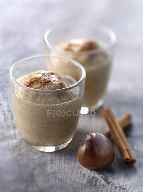 Chestnut milk in glasses — Stock Photo