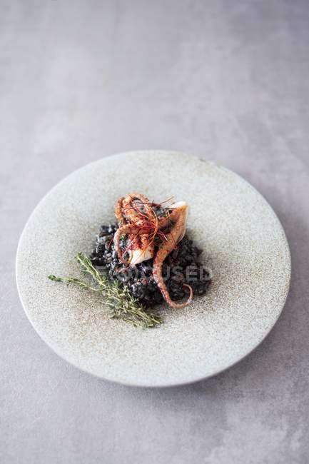 Risotto nero con calamari — Foto stock