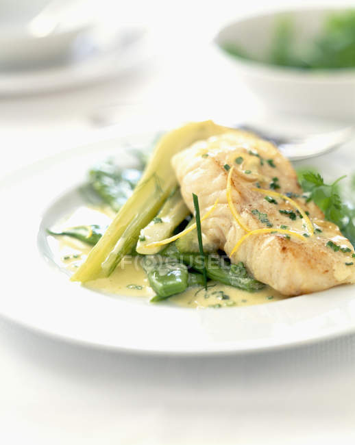 Cod steak with fennel — Stock Photo