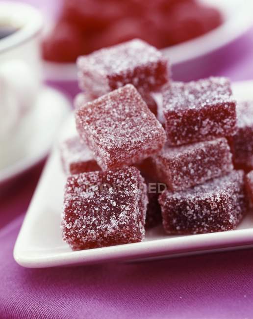 Closeup view of fruit jellies on plate — Stock Photo