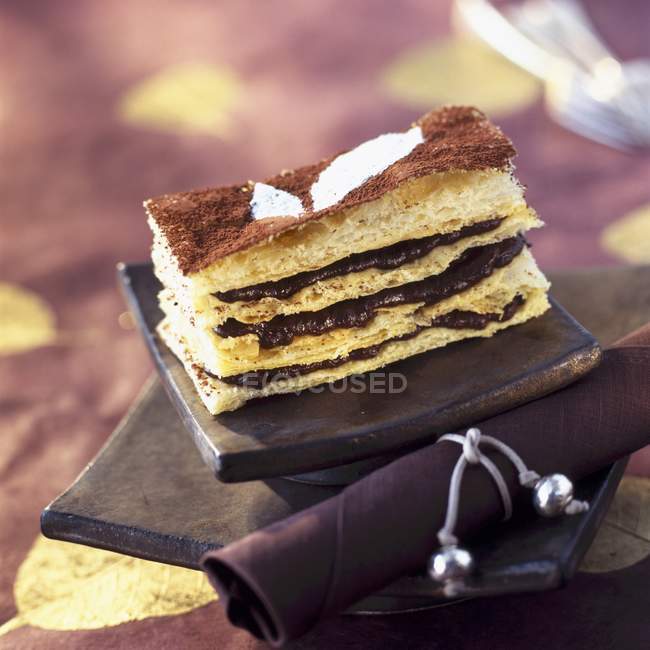 Chocolate millefeuille pastry — Stock Photo
