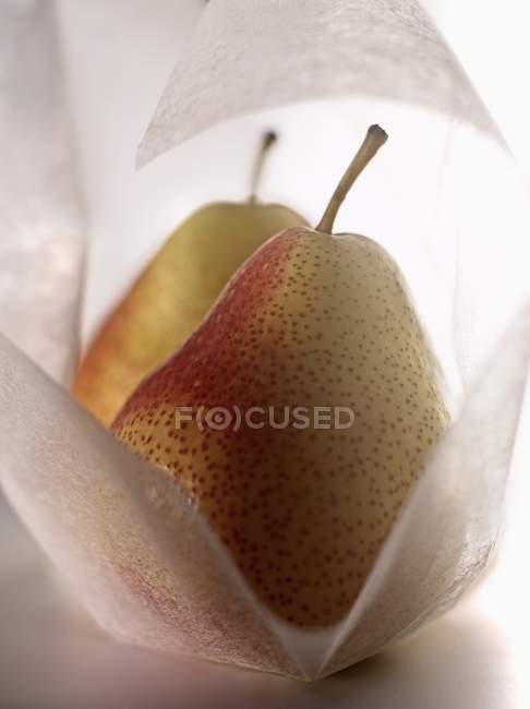 Fresh Forelle pears in paper — Stock Photo
