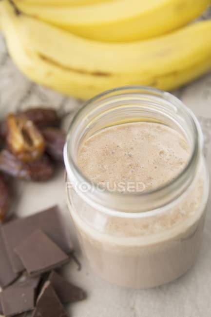Banana and chocolate breakfast — Stock Photo
