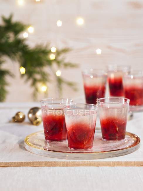Closeup view of red Prosecco jellies in glasses — Stock Photo