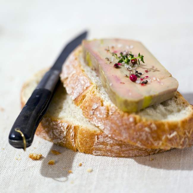 Rebanada de pan con foie gras - foto de stock