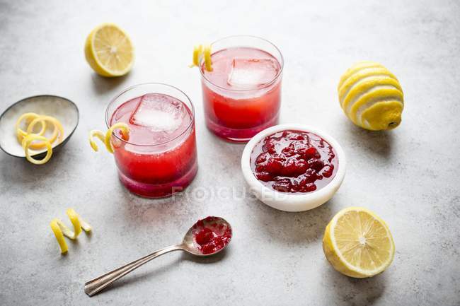 Cranberry Sauce and Lemon — Stock Photo