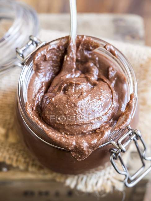 Homemade chocolate hazelnut spread — Stock Photo