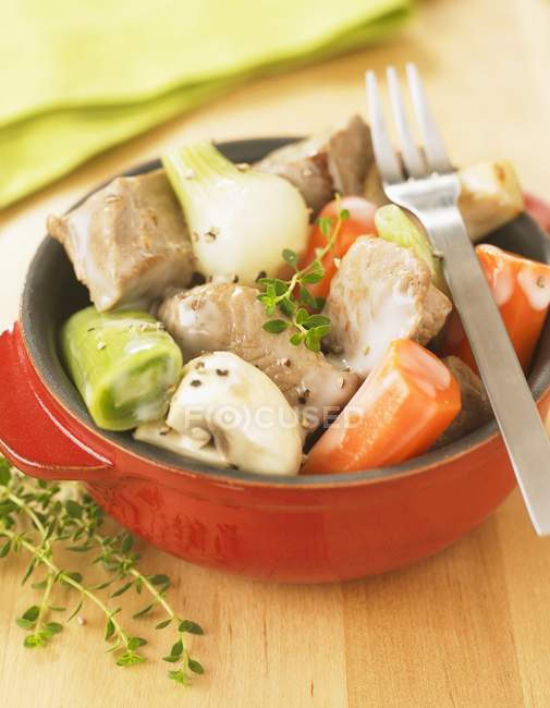 Veal blanquette in dish — Stock Photo