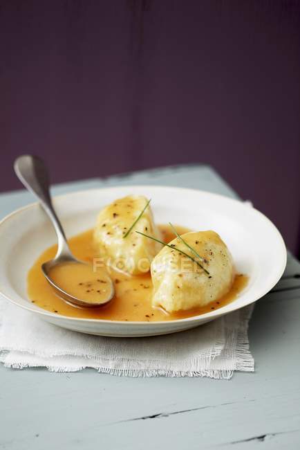 Pike Quenelles on plate — Stock Photo