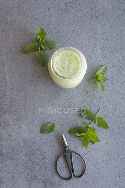 Frullato verde con menta fresca — Foto stock