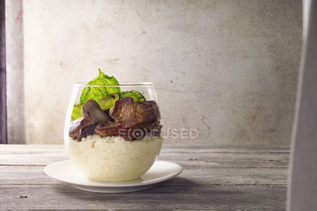 Creamy risotto with Foie gras — Stock Photo