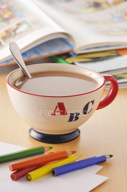 Kids cup of hot chocolate — Stock Photo