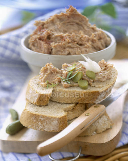 Potted duck on bread — Stock Photo