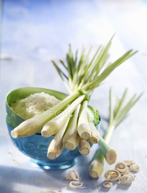 Citronella and bowl of rice — Stock Photo